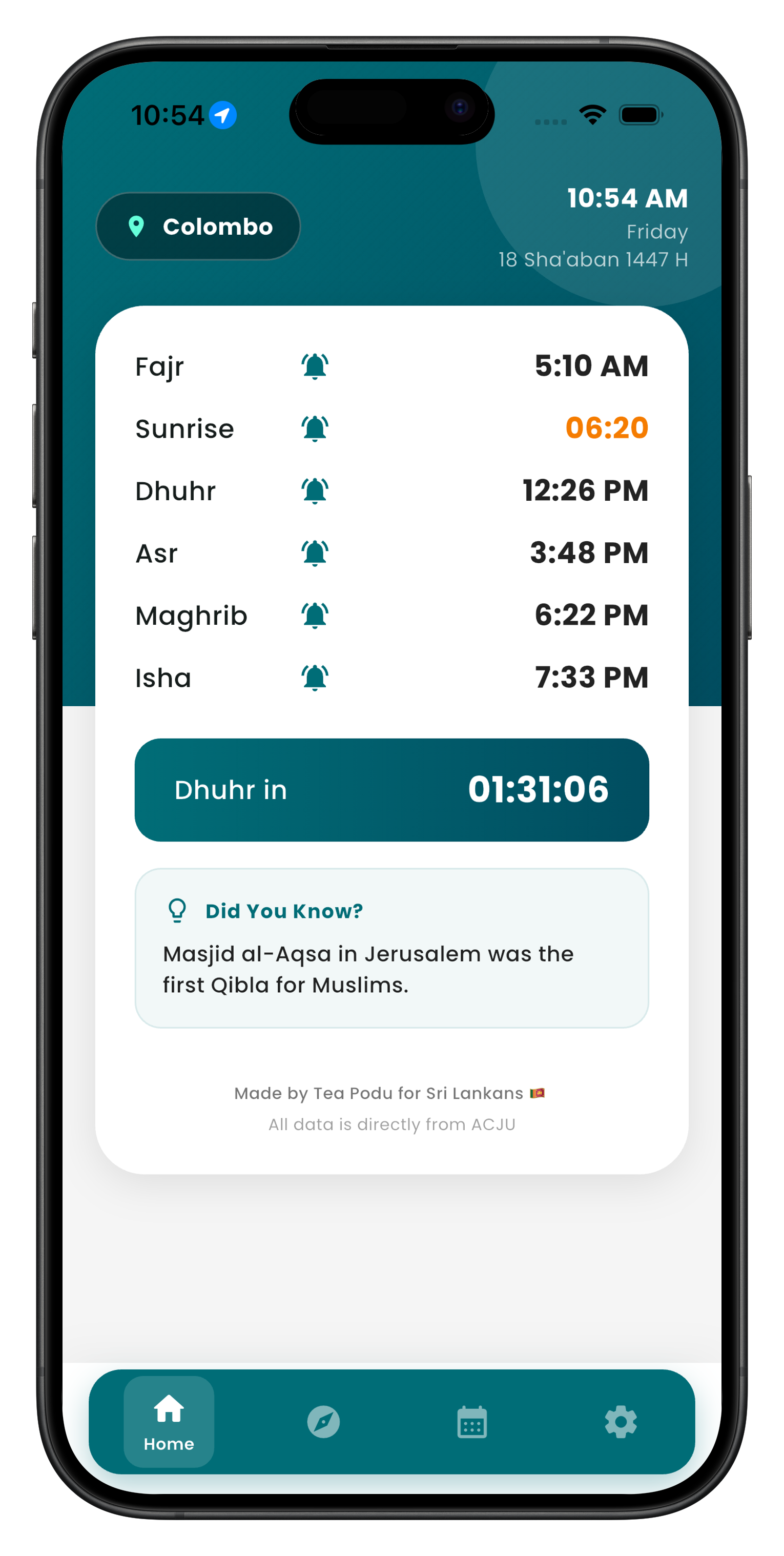 Prayer times display