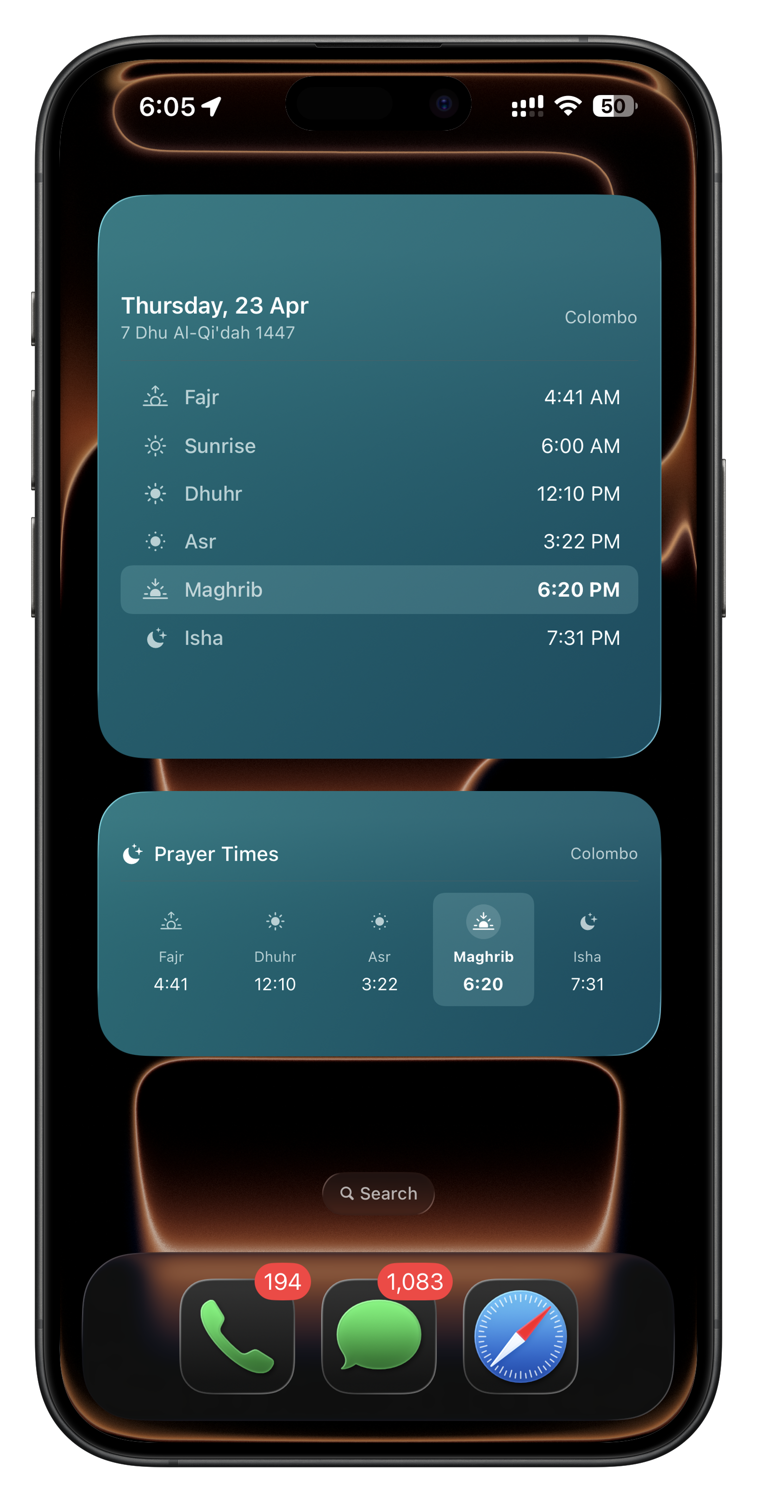 Sri Lanka Prayer Times widgets and lock screen widgets preview